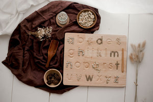 Lower case letter lacing board
