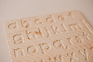 Lower case letter lacing board